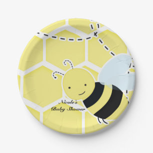 Bumble Bee Baby Shower Modern Gelb & Schwarz Pappteller