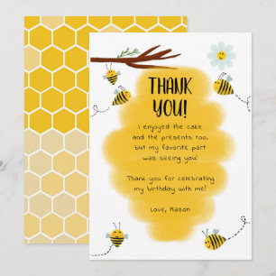 Bumble Bee Birthday Party Danke Notizen Einladung