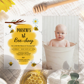 Bumble Bee Birthday Party Foto Einladung