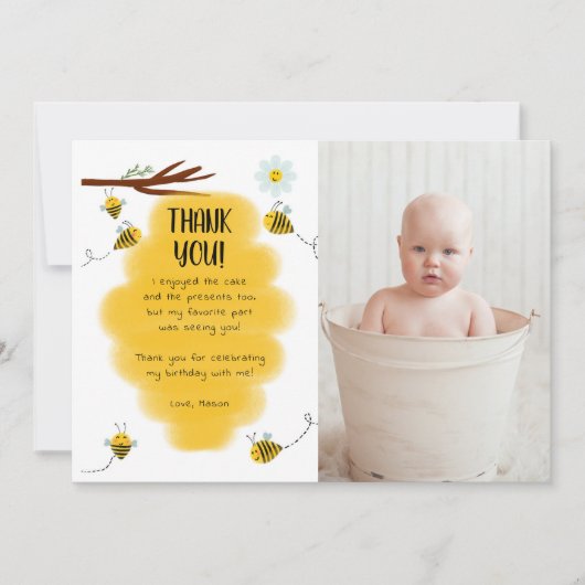 Bumble Bee Birthday Party Foto Vielen Dank Karten (Vorderseite)