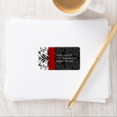 Bumble Bee Black Damask Address Labels Red Trim Adressaufkleber (Insitu)