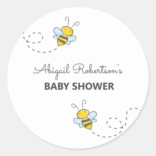 Bumble Bee Custom Baby Shower Classic Round Sticke Runder Aufkleber (Vorderseite)