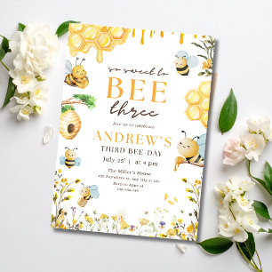 Bumble Bee Drei Geburtstagsgarten Kinderparty Einladung