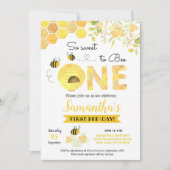 Bumble Bee First Birthday Party Einladungen (Vorderseite)