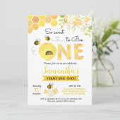 Bumble Bee First Birthday Party Einladungen (Stehend Vorderseite)