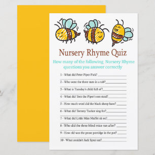 Bumble Bee Kinderzimmer Rhyme Quiz Babydusche Spie