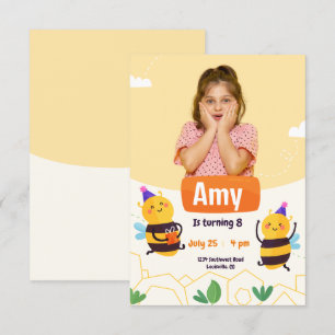 Bumble Bee Moderne Foto-Geburtstagseinladung Einladung