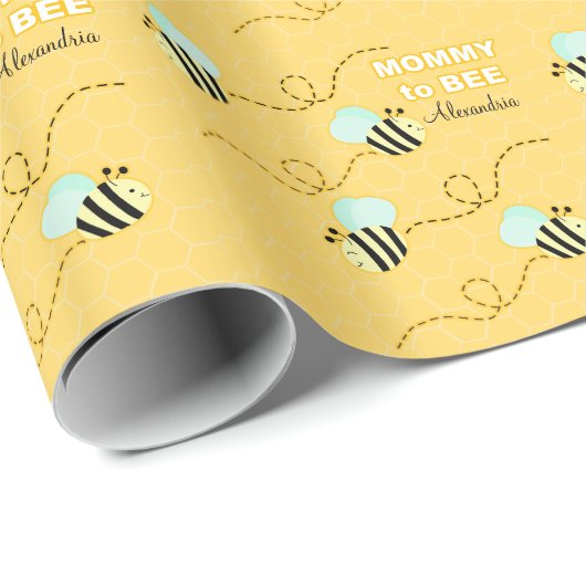 Bumble Bee Mommy to Bee Wrapping Paper Geschenkpapier (Rolleneckpunkt)