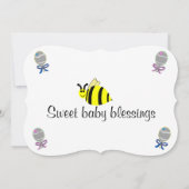 Bumble Bee Pink Blue Rattles Baby Shower Einladung (Rückseite)