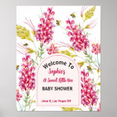 Bumble Bee Pink Florals Baby Shower Welcome Sign Poster (Vorne)