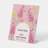 Bumble Bee Pink Florals Cards & Gift Sign Sockelschild (Vorderseite)