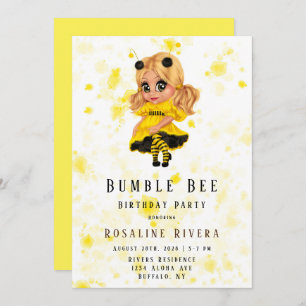 Bumble Bee Preteen Girl Birthday Party Einladung