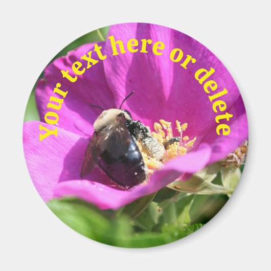 Bumble Bee Rose Flower Personalized Nature Magnet (Vorne)