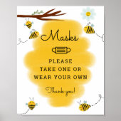 Bumble Bee Theme Baby Dusche Masken Zeichen Poster (Vorne)