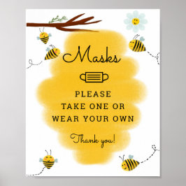 Bumble Bee Theme Baby Dusche Masken Zeichen Poster