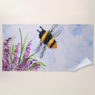 Bumble Bee Watercolor Strandtuch