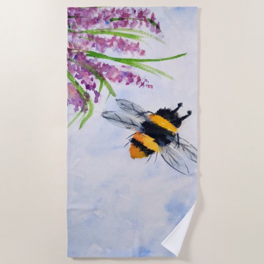 Bumble Bee Watercolor Strandtuch (Vorderseite)