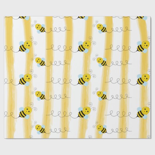 Bumble Bee Wrapping Paper Fly Honey Bee Gift Wrap Geschenkpapier (Flach)