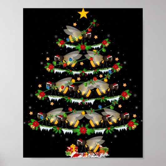 Bumble Bee Xmas Lights Santa Bumble Bee Christmas Poster (Vorne)