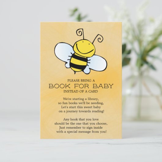 Bumble Been Neutral Baby Shower Book for Baby Einladung (Stehend Vorderseite)