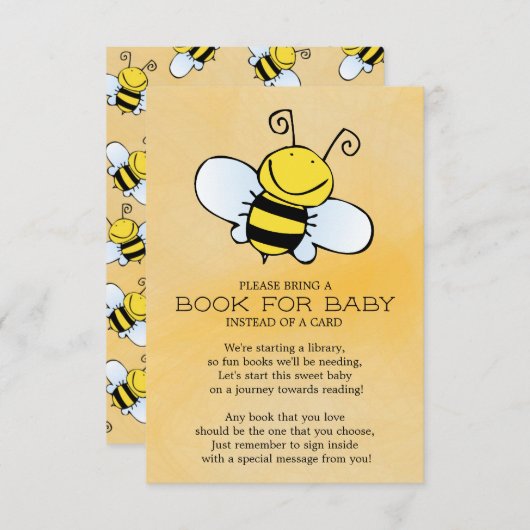 Bumble Been Neutral Baby Shower Book for Baby Einladung (Vorne/Hinten)