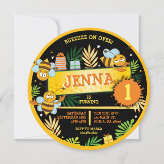 BUMBLE BEES Baby's erste Geburtstagsparty Einladun Einladung