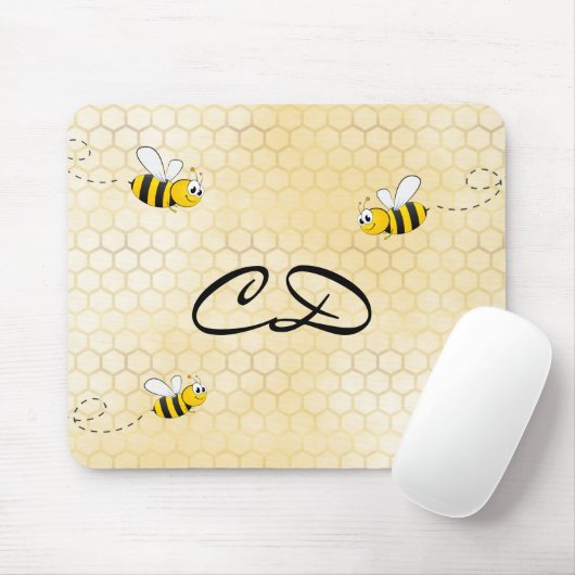 Bumble bees cute honeycomb fun humor monogram mousepad (Mit Mouse)