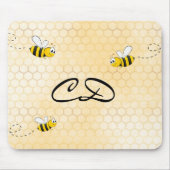 Bumble bees cute honeycomb fun humor monogram mousepad (Vorne)