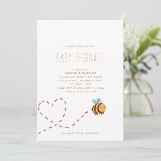 BUMBLE BIE MODERN MINIMAL BABY SPRINKLE | EINLADUNG (Stehend Vorderseite)
