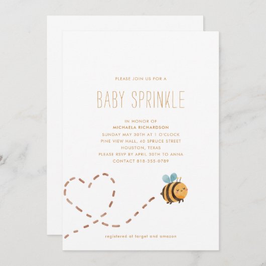 BUMBLE BIE MODERN MINIMAL BABY SPRINKLE | EINLADUNG (Vorne/Hinten)