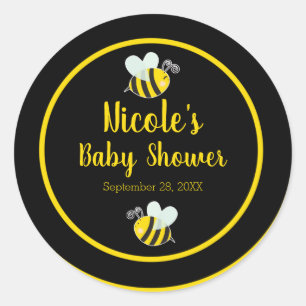 Bumble Schwarz-Gelbe Biene Thema Baby Shower Runder Aufkleber