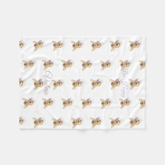 Bumblebee Baby Blanket | Whimsical Nature Nursery Fleecedecke (Vorderseite (Horizontal))