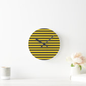 Bumblebee Black Yellow Horizontal Lines Bumble Bee Runde Wanduhr (Zuhause)