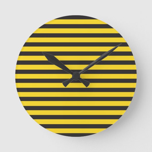 Bumblebee Black Yellow Horizontal Lines Bumble Bee Runde Wanduhr (Vorderseite)