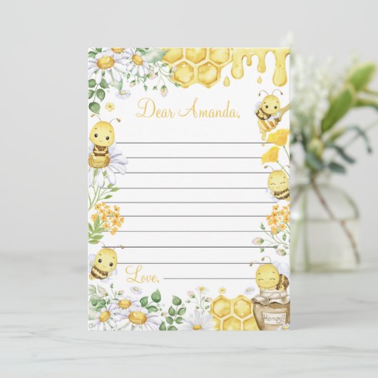 Bumblebee Floral Time Capsule Note Message Card Dankeskarte (Stehend Vorderseite)