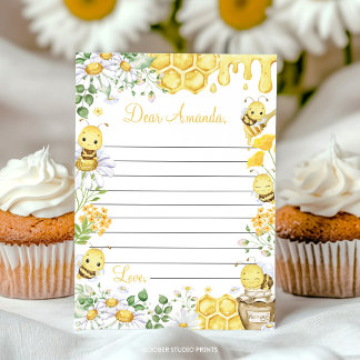 Bumblebee Floral Time Capsule Note Message Card Dankeskarte