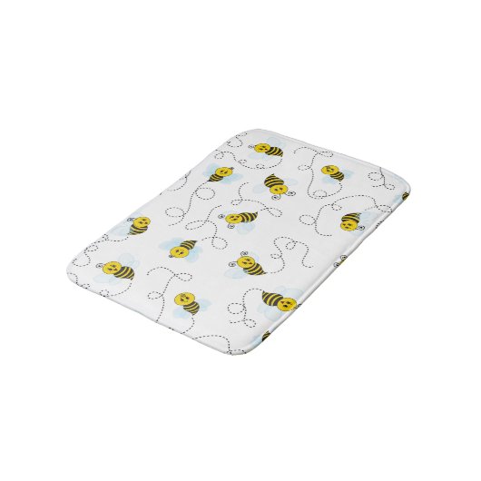 Bumblebee Flying Yellow Black Bumble Bee Badematte (Schrägansicht)