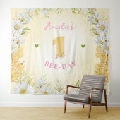 Bumblebee-Gelbe Girl 1. Geburtstagsparty Wandteppich (Beispiel (Horizontal))