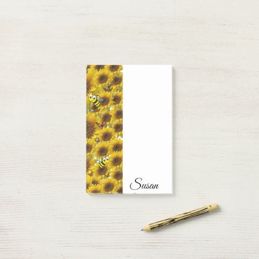 Bumblebee nach der Abgabe Post-it Klebezettel (Auf Schreibtisch)