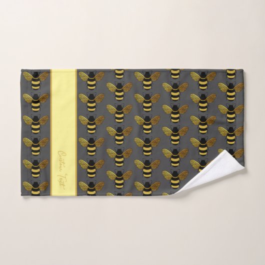 BUMBLEBEE PATTERN GOLD BLACK BEK ON GRAY BROWN BADHANDTUCH SET (Handtuch)