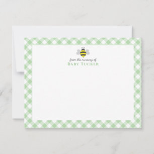 Bumblebee Preppy New Baby Stationery Danke Mitteilungskarte