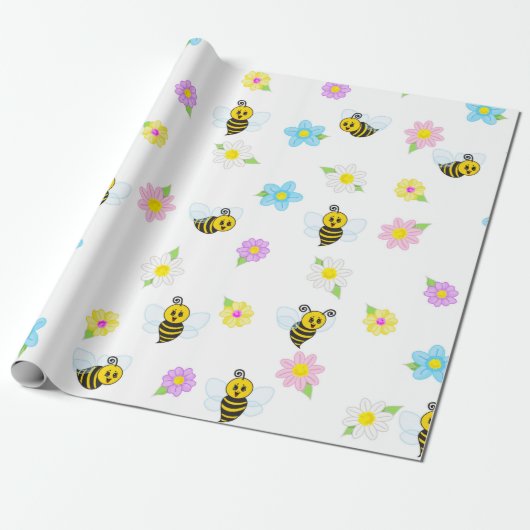 Bumblebee Yellow Black Bumble Bee Colorful Geschenkpapier (Ungerollt)