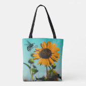 Bumblebetenspieler mit Sonnenblume und Text Tasche (Rückseite)