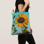 Bumblebetenspieler mit Sonnenblume und Text Tasche (Von Nahem)