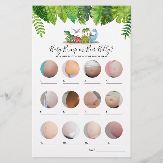 Bump or Beer Bly Dinosaur Baby Showspiel (Vorderseite)