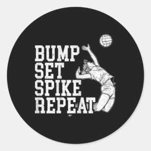 Bump Set Spike Wiederholen Volleyll Spieler Traine Runder Aufkleber