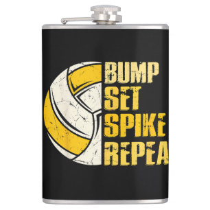 Bump Set Spike Wiederholung Volleyball Funny Funny Flachmann