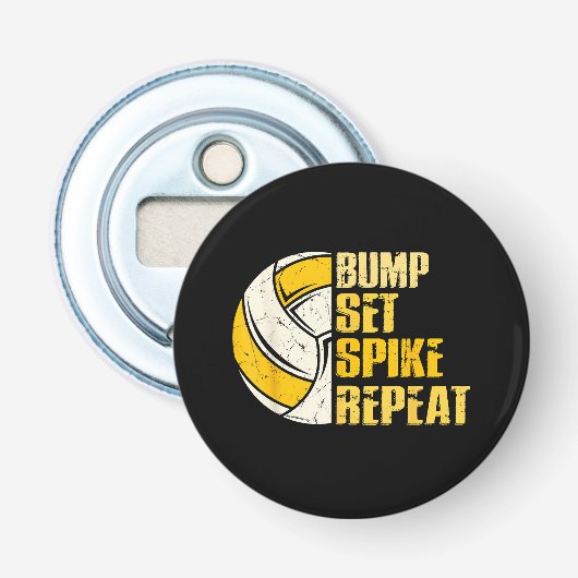 Bump Set Spike Wiederholung Volleyball Funny Funny Flaschenöffner (Vorderseite)