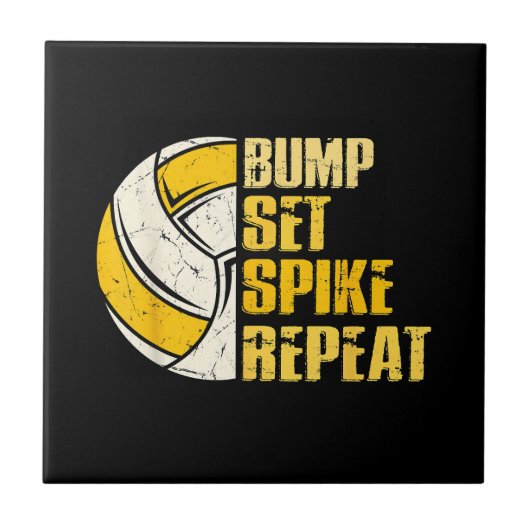 Bump Set Spike Wiederholung Volleyball Funny Funny Fliese (Vorderseite)