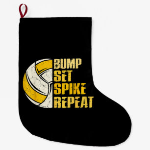 Bump Set Spike Wiederholung Volleyball Funny Funny Großer Weihnachtsstrumpf
